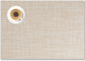 Placemats Set of 6 - Easy Clean Woven Vinyl Placemat for Dining Table, Indoor/Outdoor Place Mats, Washable PVC Table Mats（Beige）