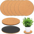 6 Pieces Cork Plant Coasters, 4 Inch Cork Plant Mats, Cork Coaster for Planters, Plant Coasters for House Plants Indoors (Nude & Black)