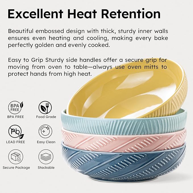 8.5Inch Pasta Bowls, 36OZ Serving Bowls, Salad Bowls Set of 4 Ceramic Sturdy & Stackable, Ideal for Housewarming, Festivals, Multicolor (36 OZ)