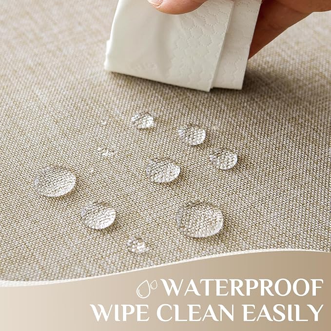 Softalker Small Tablecloth Beige 52x70 Inch Rectangle Linen Textured Outdoor Tablecloths Stain and Wrinkle Resistant Decorative Dining Table Cover Waterproof for Spring,Easter,Party,Garden,Coffee