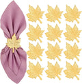 CLEENTABLE Maple Leaf Napkin Rings - Set of 12 Handcrafted Aluminum Napkin Holders for Cloth & Paper Napkins, Elegant Table Décor for Wedding Receptions Thanksgiving Christmas Holiday Parties (Gold)