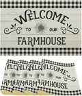 Vintage Farmhouse Placemat Set, Rustic Minimal Black White Check Inspirational Quotes Sketch Sunflower Pattern Home Decoration Linen Table Mats for Dining Room Kitchen Party (17x12in) x4P