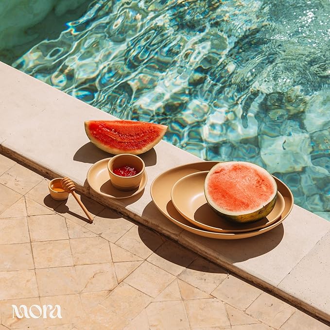 MORA Mega and Giant Serving Dishes Set of 2, 16 inch and 14 inch Ceramic Pottery Oval Platters - Microwave, Oven and Dishwasher Safe - Iris & Merrigold