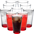 DISCOUNT PROMOS Beer Pint Glasses 16 oz. Set of 10, Bulk Pack - Heavy Duty Glassware for Restaurant, Thick Base and Walls, Stackable - Red