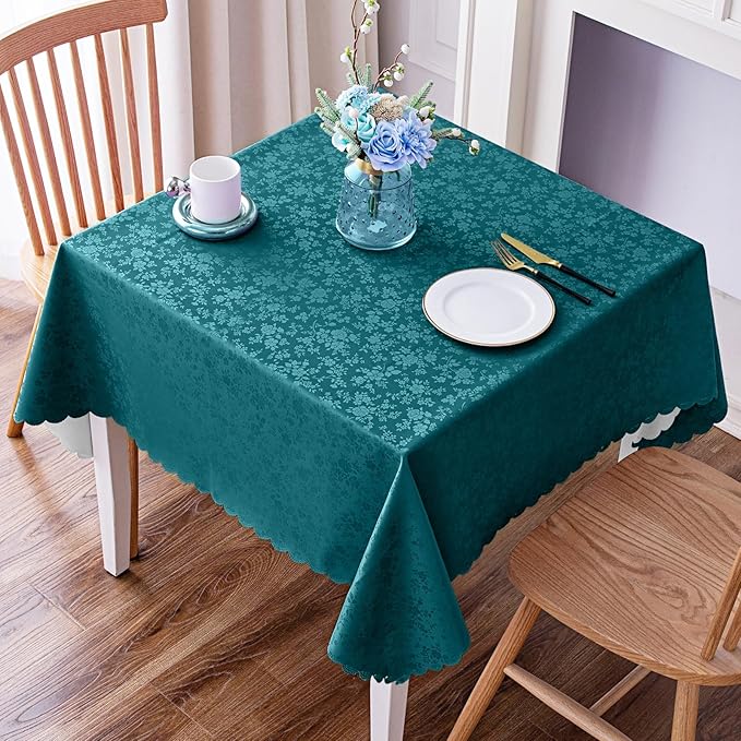 Smiry Square Table Cloth, Waterproof Heavy Duty Vinyl Tablecloths, Wipeable Washable Table Cover for Kitchen and Dining Room (Emerald Green, 54" X 54")