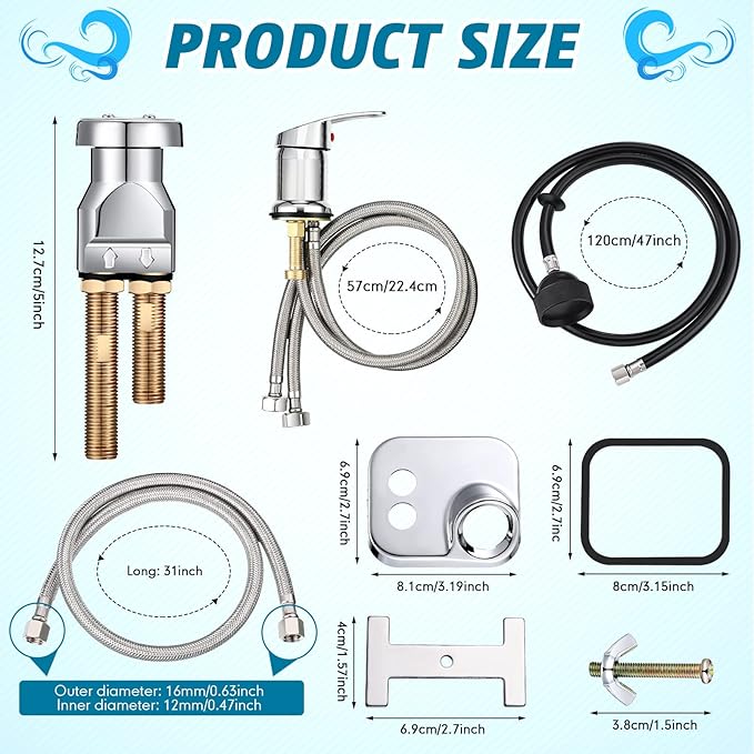Shampoo Bowl Vacuum Breaker Kit Shampoo Bowl Faucet Salon Sink Parts Shampoo Sink Parts for Replacement (8 Pcs)