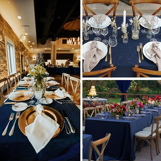 8 Pack Navy Blue Tablecloth 60 x 102 Inch Rectangular Table Cloth for 6 Foot Rectangle Tables, Wrinkle Resistant Washable Polyester Fabric Table Covers for Wedding Party Banquet Buffet and Camping