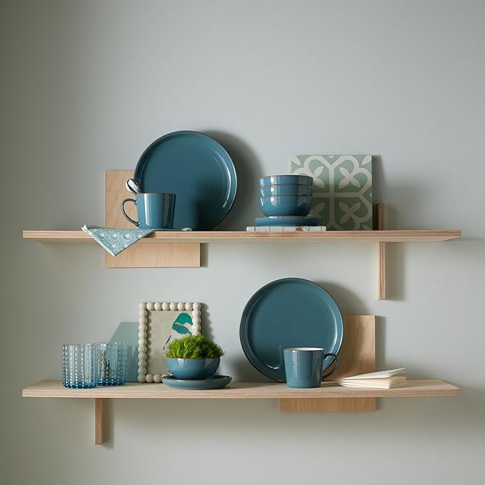 Denby - Azure Coupe Medium Plate - 8.25in Single Dinner, Lunch, Salad Plates For Everyday Use - Blue Ceramic Stoneware Tableware - Dishwasher & Microwave Safe - Scratch & Chip Resistant