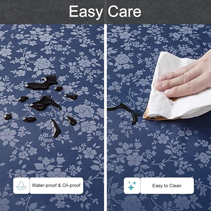 Smiry Rectangle Table Cloth, Waterproof Heavy Duty Vinyl Tablecloths, Wipeable Washable Table Cover for Kitchen and Dining Room (Navy Blue, 52" X 70")