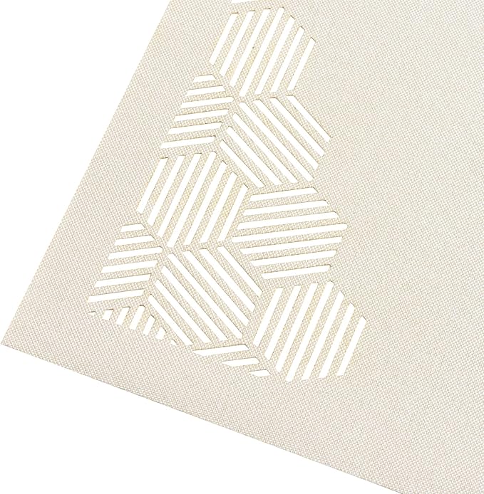 Cloth Placemats Set of 6 for Dining Table, Decorative Placemats with Hollow Design Table Cloth Set, Table Mats for Dining Table 12"x18" Cream