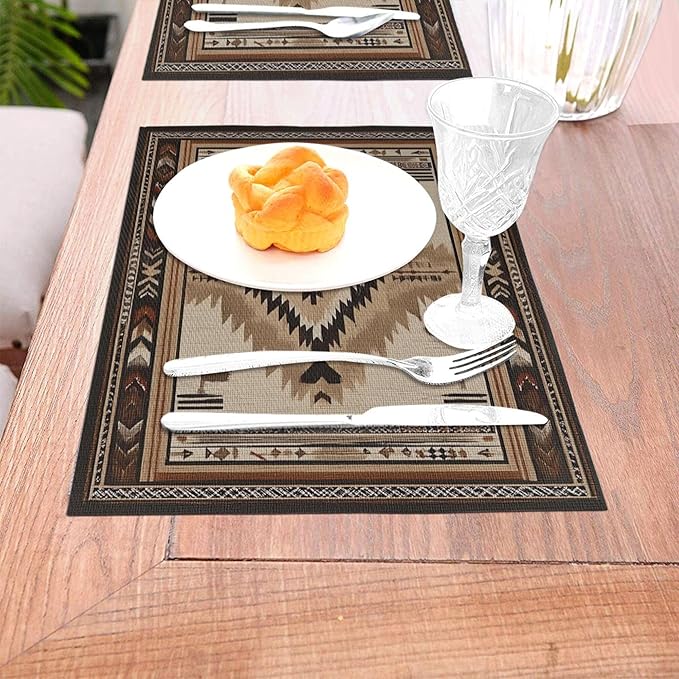 Southwestern Placemats Set of 4 Washable Table Place Mats for Dining Kitchen Party Decor