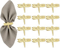 ALPHA Living HOME Napkin Rings, Napkin Ring Set of 12, Napkin Holders for Dining Table Settings Thanksgiving Metal Serviette Ring Rustic Table Décor for Weddings, Parties, and Everyday Use (Gold)