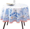Maison d' Hermine Table Cloth Round Table 100% Cotton 69 Round Inches Tablecloth Reusable Decorative for Dining Room Farmhouse Home Valentines Day Decorations Spring Summer - Amsterdam Canals
