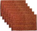 Sweet Home Collection 100% Cotton Placemats for Dining Room Rectangle Two Tone Woven Fabric 13" x 19" Soft Durable Table Mat Set, Set of 6, Rust