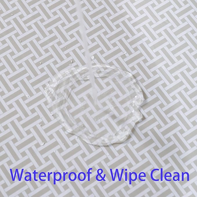 Walrus Round Vinyl Fitted Tablecloth with Flannel Backing Elastic Edge Design Table Cover Waterproof Oil-Proof PVC Table Cloth Stain-Resistant Best for 57"-66" Round