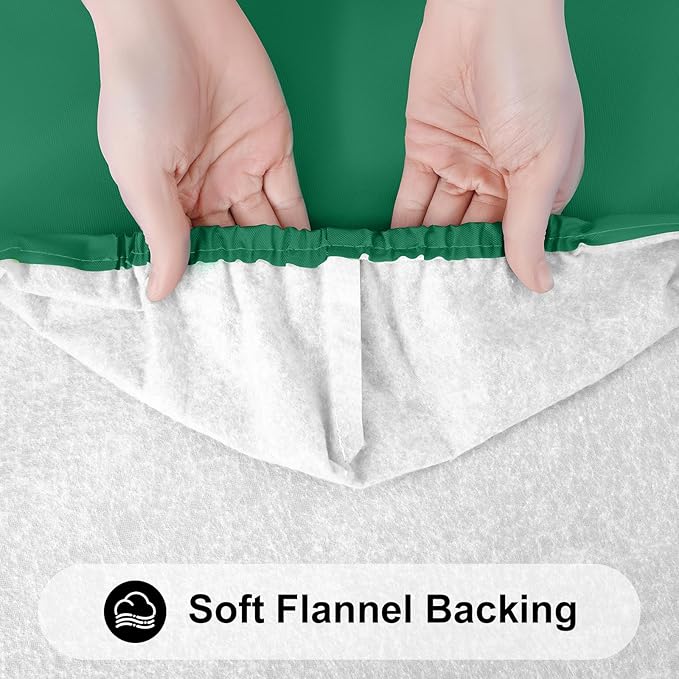 Smiry Rectangle Tablecloth, Elastic Fitted Flannel Backed Vinyl Tablecloths for 4ft Folding Tables, Waterproof Wipeable Table Covers for Indoor, Outdoor, Picnic and Camping (Emerald Green, 30"x48")