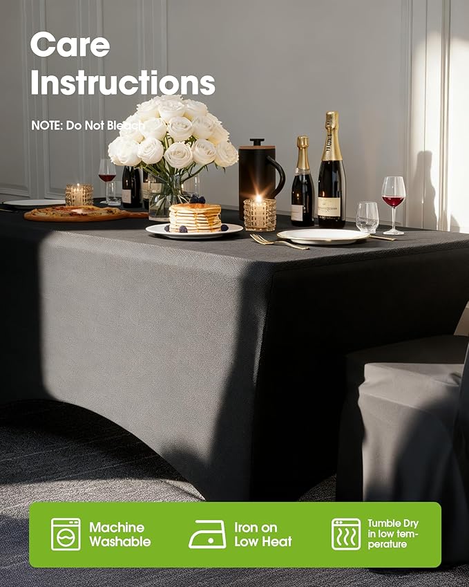 Pureegg Spandex Tablecloth 4ft - 2 Pack, Fitted and Tight Cloth for Rectangle Table, Wrinkle-Free and Stretch Table Cover for Party, Wedding, Banquet and Birthday, Black