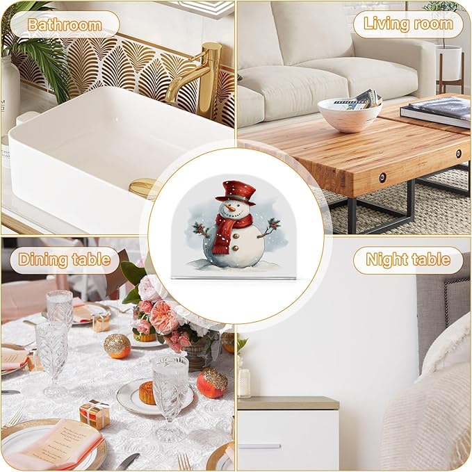 Napkin Holder Christmas Snow Crystal Clear Acrylic Napkin Holders Paper Napkin Holder Dining Table Dispenser for Kitchen Restaurant Home Decor Bar Accessories