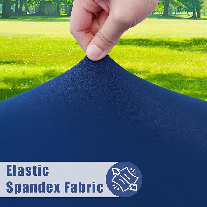 Round Spandex Tablecloth 2 Pack, Elastic Fitted Waterproof Tablecloths for 25"-30" Tables, Stretch Washable Picnic Table Cover for Camping, Dining, Indoor and Outdoor, Navy