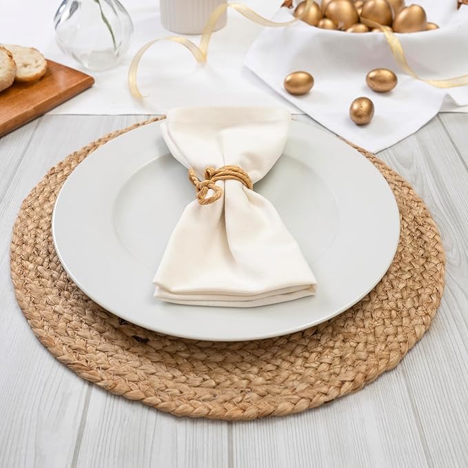 Blue Needles Solid Cloth Napkins Set of 12 Cream 100% Cotton Dinner Napkins 18x18 inches - Soft, Reusable, Absorbent & Washable Linen, Ideal for Wedding Events, Parties & Everyday Use