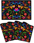 Mexican Placemats Set of 4 Linen 12"x18" Mexican Flower Decorative Kitchen Table Mats for Dining Kitchen Party Home Decor Washable Place Mats