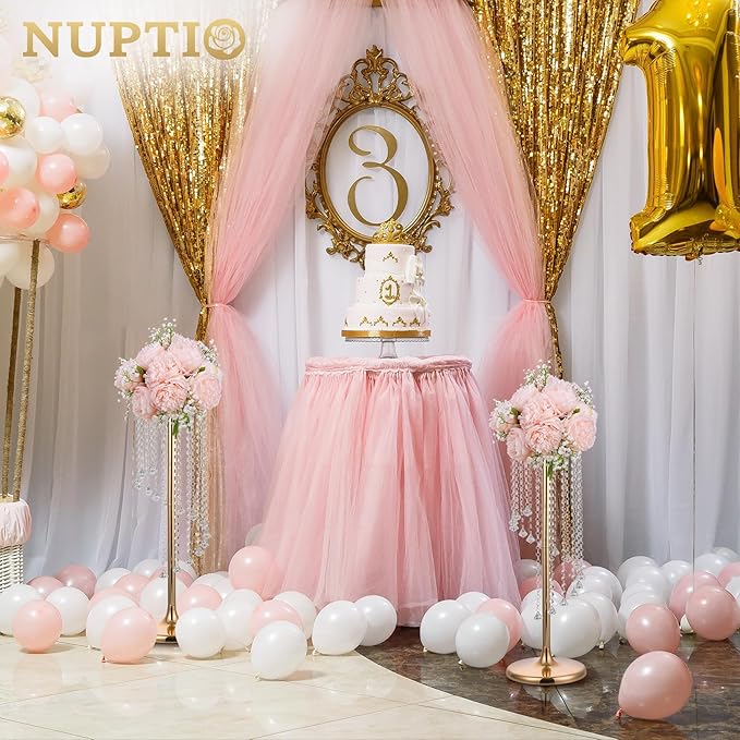 Nuptio 2 Pcs 27.6inch Tall Wedding Centerpieces Gold Vases Crystal Flower Vase Metal Flowers Stand for Party Tables Decorations - Elegant Bulk Weddings Decoration Table Chandelier Centerpiece Stands
