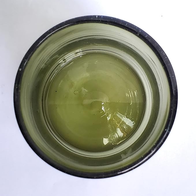 Solid Olive Green 9 oz Short Tumblers (set of 6), Recycled Glass, Lead-free, Toxin-Free (9oz Tumbler)