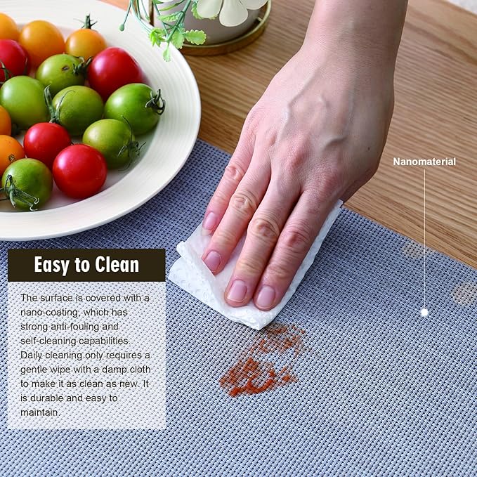 Nano-Air Color Mat:Temp-Triggered Placemat, Negative Ion & Eco-Friendly Nano Material,Fall Placemat& Kitchen Table Mats,Self-Cleaning&Easy-Clean,(≤25℃ Blue/≥35℃ Red)