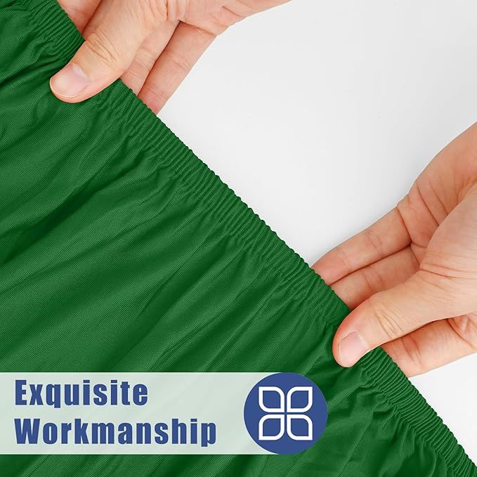 Spandex 8 Foot Rectangle Table Cloth 2 Pack, Elastic Fitted Tablecloths for Picnic, Stretch Washable Patio Table Cover for Outdoor, Camping, Banquet and Parties (Emerald Green, 30"x96")