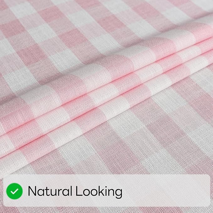 Gingham Table Cloth for Square Tables Pink Checkered Plaid Tablecloth Heavy Duty Cotton Blend Washable & Wrinkle Table Cover for Outdoor Kitchen Dining Picnic Camping (52x52 Inch)