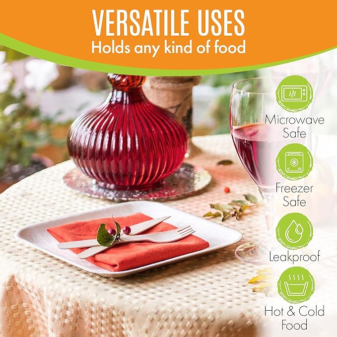 Raj Eco Compostable Palm Leaf Plates Like Bamboo Plates Disposable - 8 Inch Square 50 party plates, Natural wooden, Eco-Friendly, fancy Biodegradable & Disposable Dessert appetizer Plates