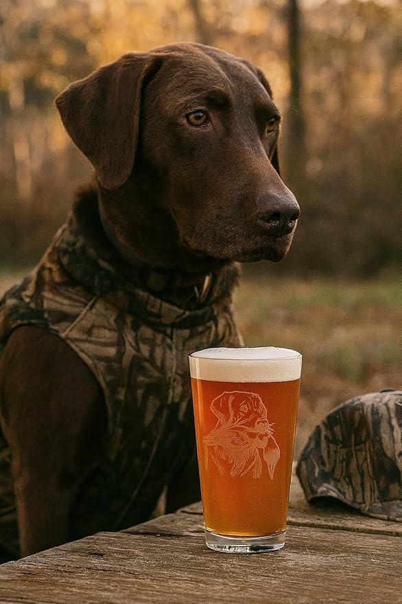 Hat Shark Duck Hunting Gear Decor Beer Glass - Mallard Duck Black Lab Hunting Gift - Laser Engraved 16 oz Pint Drinking Glass Dog Cool Hunters Gift for Men and Women Who Love Water Dogs