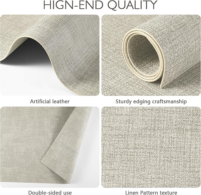 Faux Leather Placemats Set of 4 Washable PU Table mats for Kitchen Table - Heat Resistant, Waterproof, Easy Clean, Anti Slip 11.8" x 17" (Light Green-4 Pack)