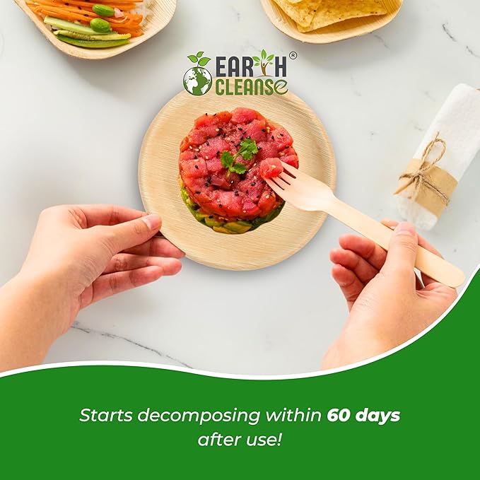 The Palm Dinnerware – Palm Plates 8 Inch Round (75 Pack) | Compostable & Biodegradable | Like Bamboo Disposable Plates | Oven & Microwave Safe | Eco-Friendly Party Dinnerware