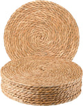 Round Woven Placemats 13 Inch Set of 10 - Boho Rattan Placemat Natural Water Hyacinth Placemats, Farmhouse Weave Place Mats, Rustic Braided Wicker Table Mats for Dining Table,Home,Wedding