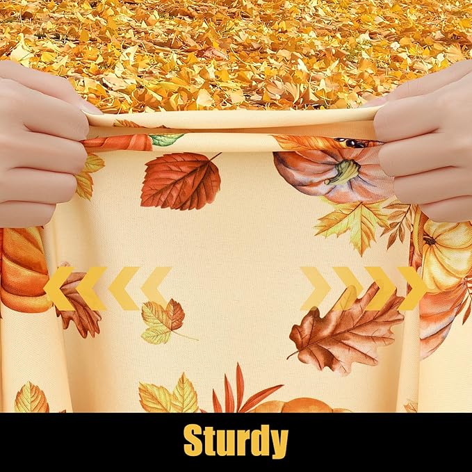 Smiry Rectangle Thanksgiving Table Cloth, Waterproof Elastic Fitted Tablecloths for 8 Foot Tables, Washable Polyester Table Cover for Autumn Harvest Parties (Pumpkin Sunflower, 30"x96")