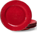 Farmhouse Melamine Dinner Plate set, 11 inch Unbreakable Serving Plates, Set of 6, Lightweight Dinnerware Plate, Large Dessert or Salad Plate Set, Chip Resistant Camping Dishes, Red…
