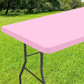 Smiry Rectangle Tablecloth, Elastic Fitted Flannel Backed Vinyl Tablecloths for 6ft Folding Tables, Waterproof Wipeable Table Covers for Valentine's Day, Outdoor, Picnic and Camping (Pink, 30"x72")