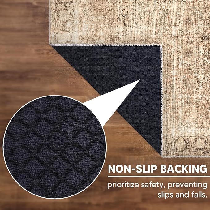 Keen Home Design 2x7 Rug - Machine Washable Runner Rug with Non-Slip Backing, Ideal for Hallway, Entryway, Kitchen, Laundry Room - Vintage, Easy Clean, Durable, Low Pile - (2'6" x 7')