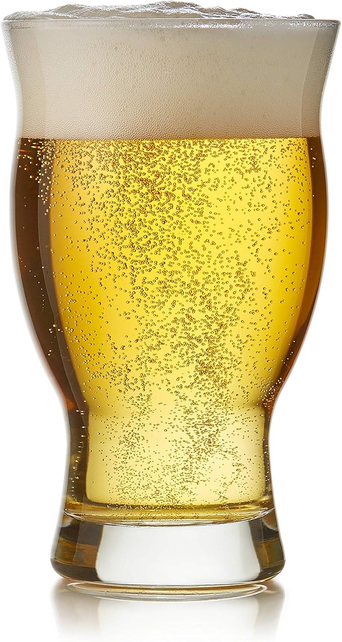 Libbey Craft Brews Nucleated Pint Beer Glasses, Dishwasher Safe Pint Glasses Set of 4 for Light Beers, Stouts, Laser Etching Nucleated Beer Glasses