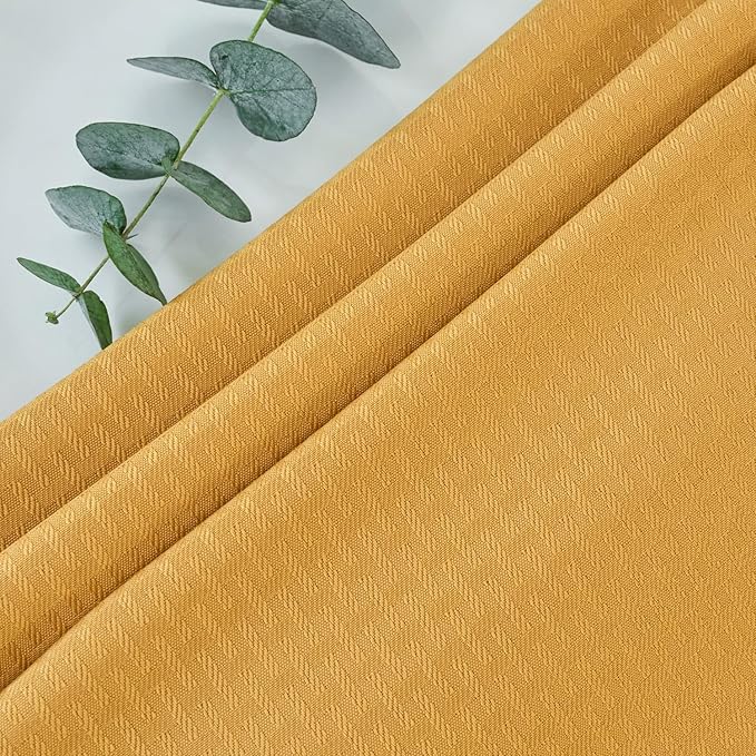 maxmill Weaved Texture Tablecloth Water Resistance Antiwrinkle Spillproof Soft Washable Table Cloth for Dining Room, Buffet Banquet Parties Holiday Dinner, Rectangular 70 x 108 Inch, Ochre Yellow