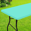 Smiry Rectangle Picnic Table Cloth, Waterproof Elastic Fitted Tablecloths for 8 Foot Tables, Washable Polyester Table Cover for Camping, Indoor and Outdoor (Aqua, 30"x96")