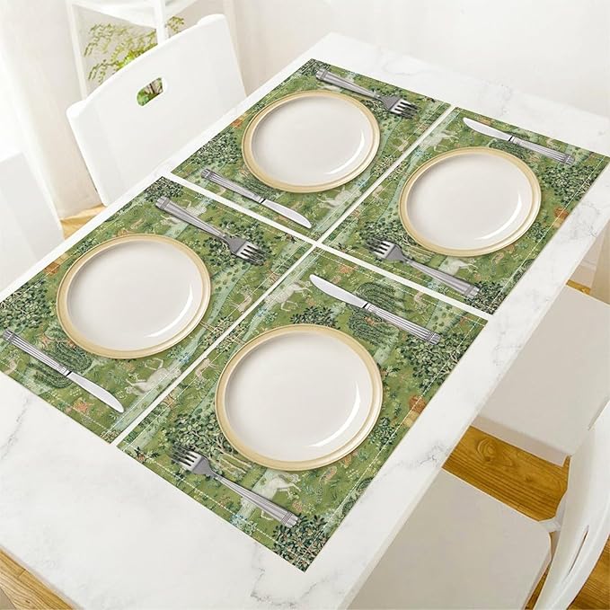 William Morris Floral Prints Placemats for Dining Table Placemat Set of 6 Table Settings Table Mats for Home Kitchen Holiday Decoration Strawberry Thief-2