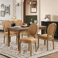 SoarFlash French Dining Chairs Set of 4, Vantage Dining Chair with Round Back, Wood Leg Farmhouse Country Dining Chair for Kitchen,Bedroom,Brown