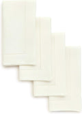 Solino Home Ivory Linen Napkins Set of 4-100% Pure Linen Hemstitch Dinner Napkins 20 x 20 Inch for Spring, Easter - Classic Hemstitch