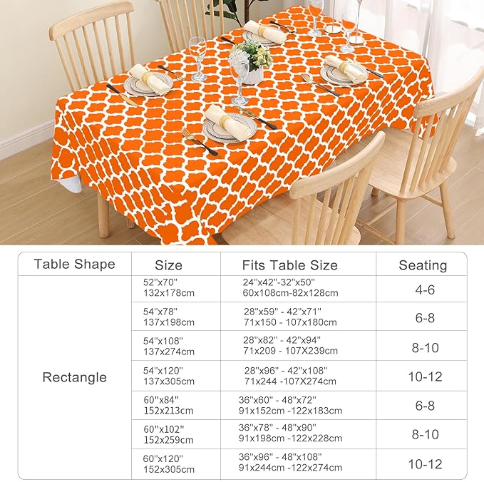 Smiry Square Table Cloth, Waterproof Vinyl Tablecloth with Flannel Backing for Square Tables, Wipeable Spillproof Plastic Tablecloths for Dining, Camping, Indoor and Outdoor (54"x54", Bright Orange)