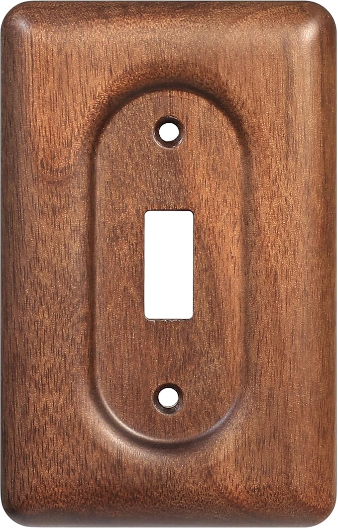 Solid Walnut Light Switch Cover Decorative Single Toggle Wall Plate for Rustic Contemporary Interiors
