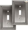 Henne Bery Sunken Pearls Heavy Duty Decorative Wall Plate Switch Plate Outlet Cover (Single Toggle, 2 Pack, Heirloom Silver)
