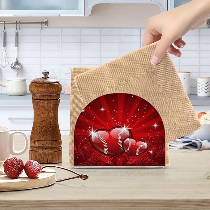 Valentines Glitters Love Hearts Napkin Holder for Table Kitchen Decor Acrylic Paper Napkin Holders for Tissue Dining Room Indoor Outdoor Party Holiday Accessories