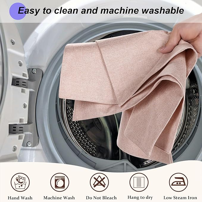 Cloth Placemats Set of 6, Cotton Linen Blend Machine Washable Double Layered Durable Place Mats Heat Resistant Placemats Wrinkle Free Thick Fabric Dining Table Mats (Light Linen, 6)